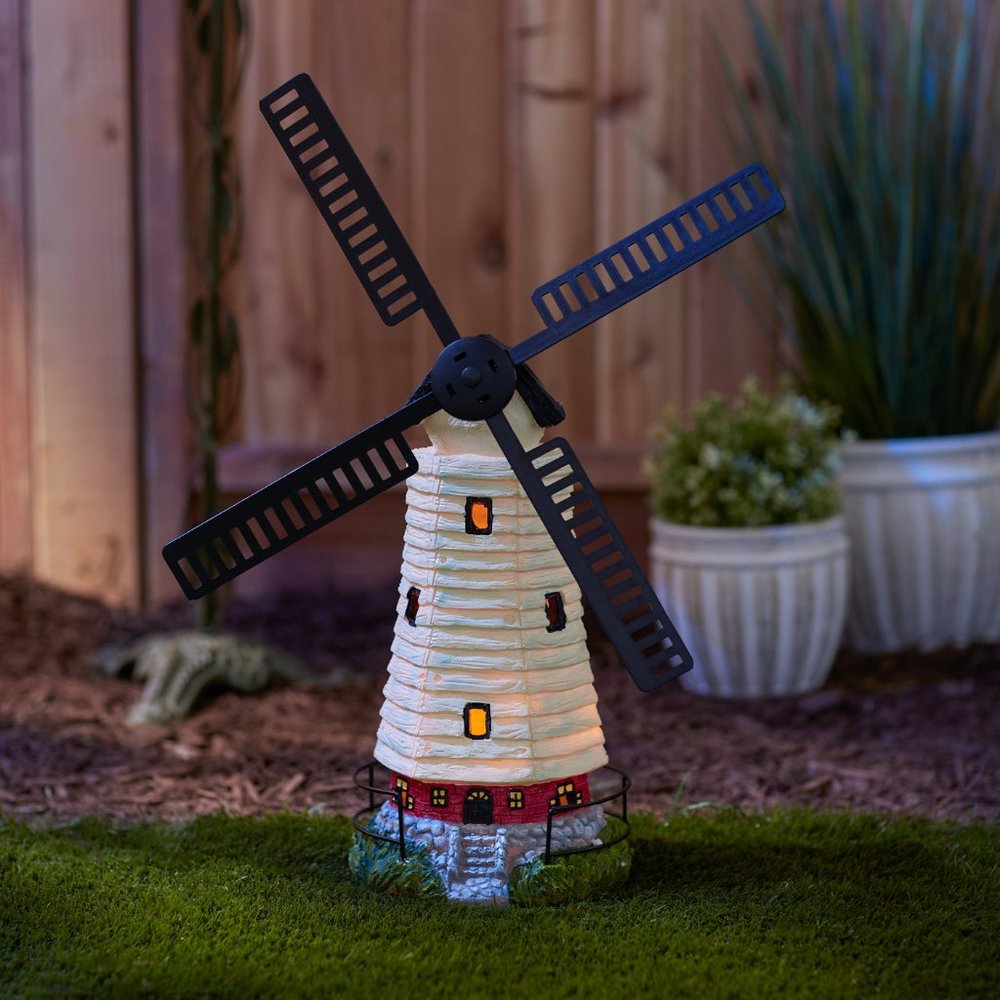 Solar Light-Up Lighthouse Windmill Garden Decore